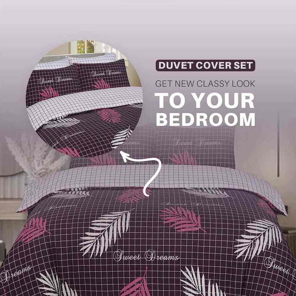 100% Cotton Aubergine Print Duvet Cover Set