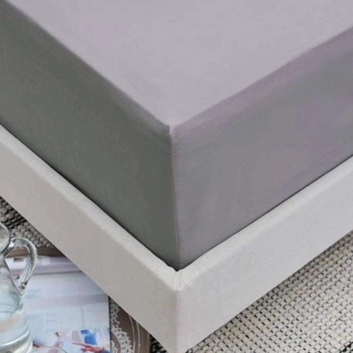 100% Egyptian Cotton 200 Thread Count Ultra Deep 46cm/18" Fitted Sheets - Grey