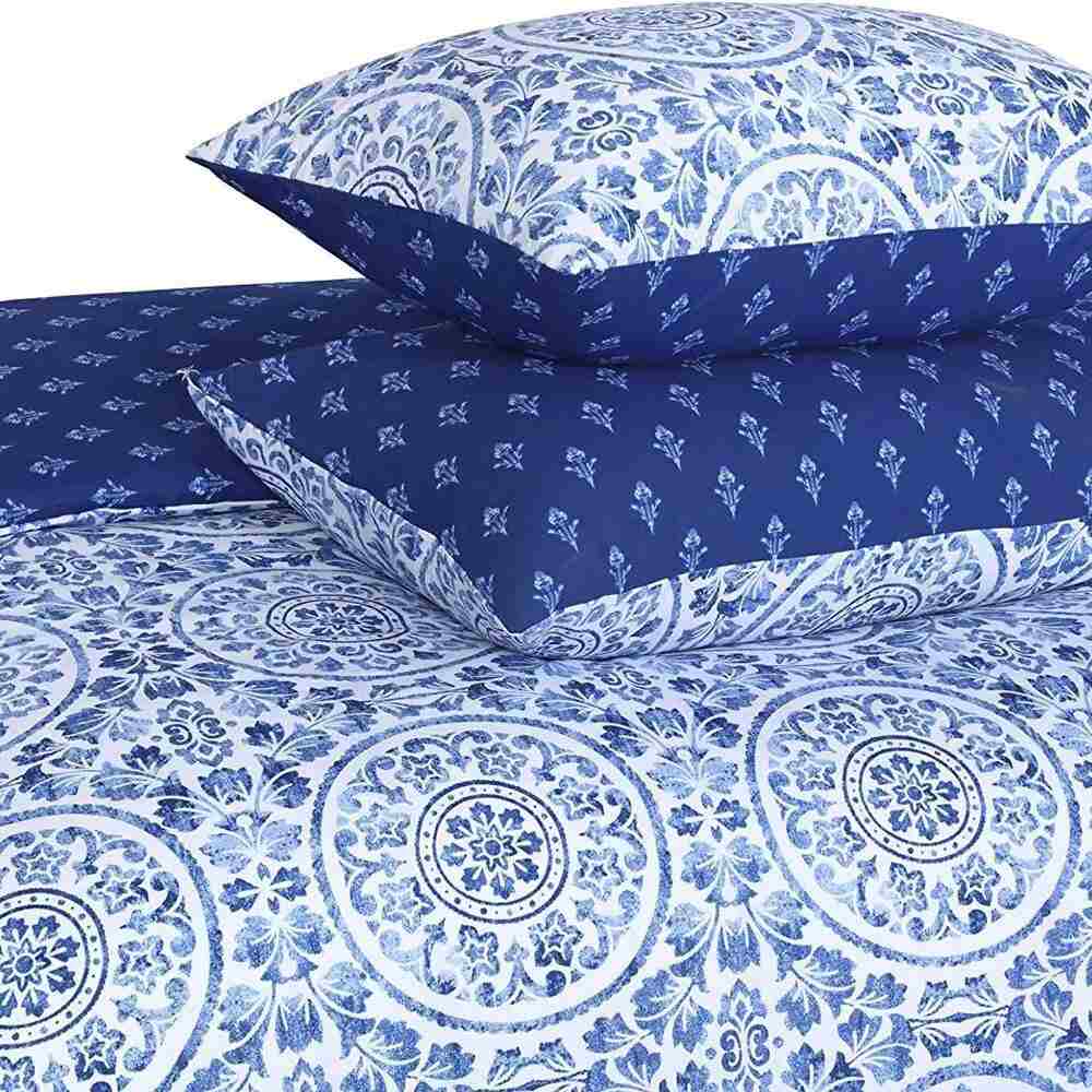100% cotton Greek blue and white duvet cover set