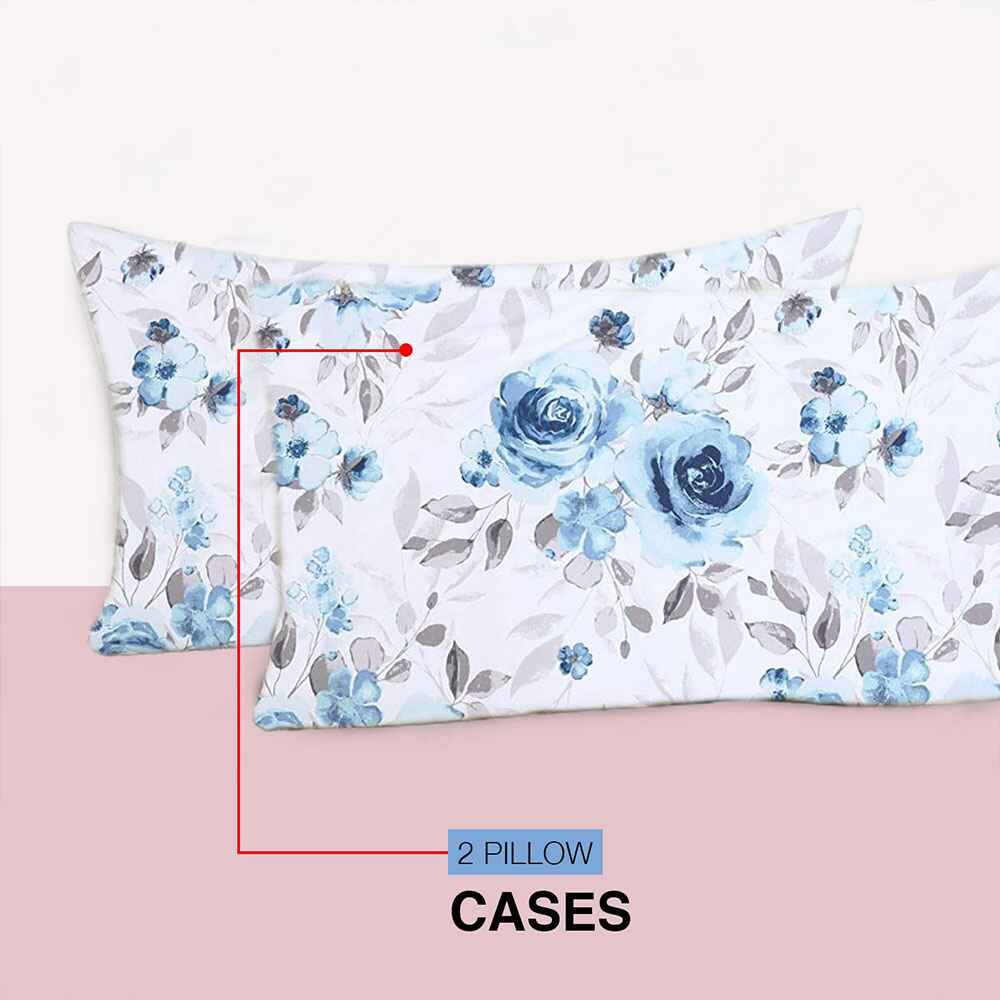 100% cotton blue floral duvet cover set