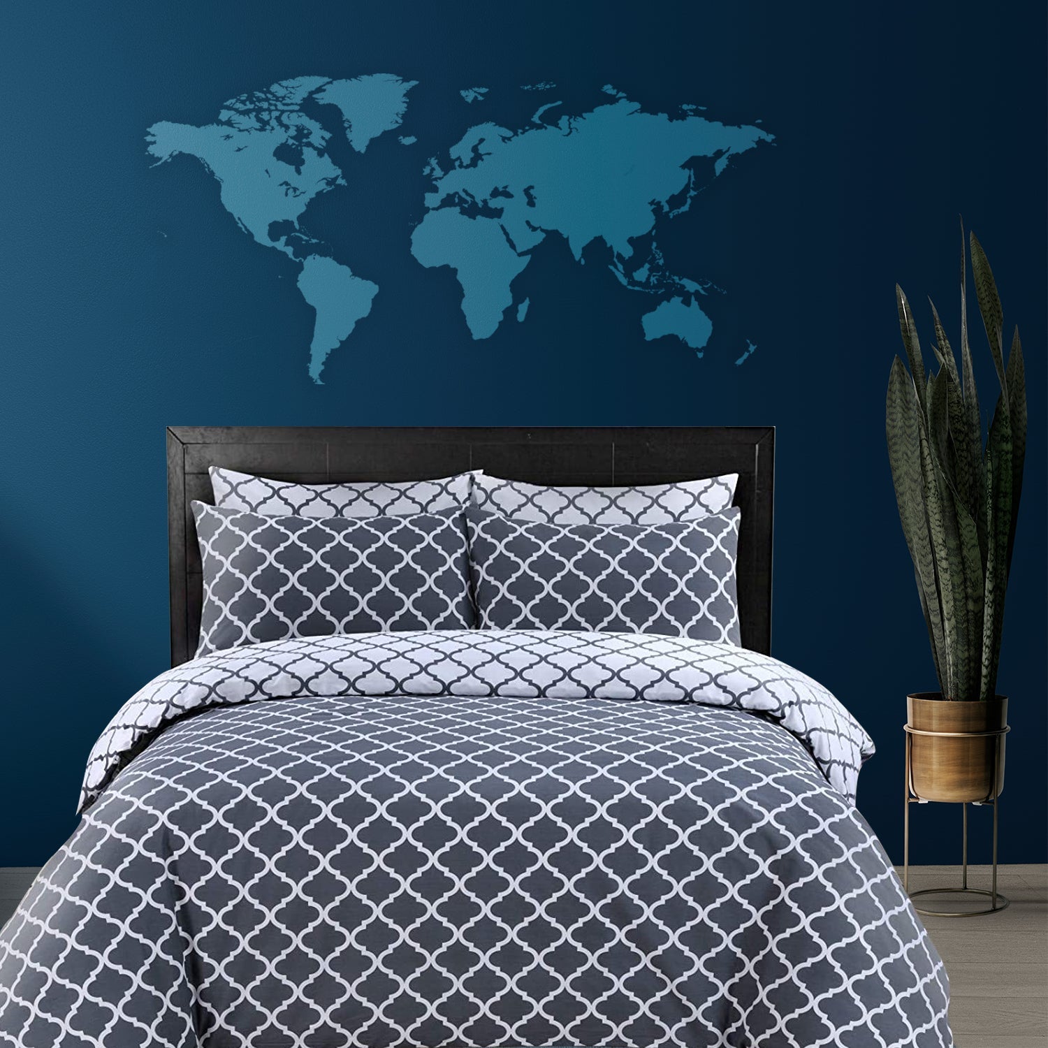 Spades Printed Grey Duvet Cover Set - 100% Cotton for a Stylish Bed MODAWAVE