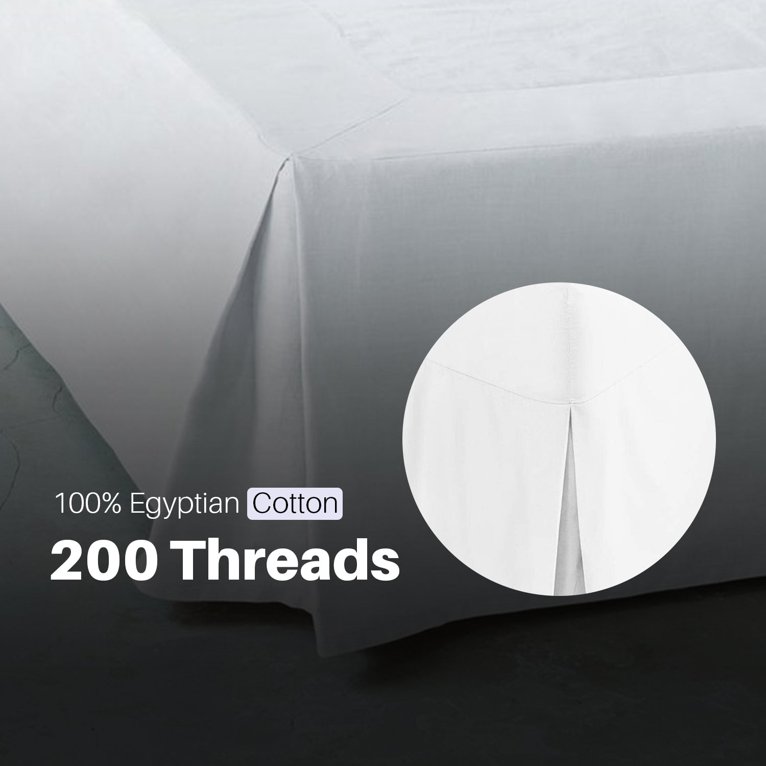 200 Thread 100% Cotton Pleated Valance Sheet , - Purple MODAWAVE