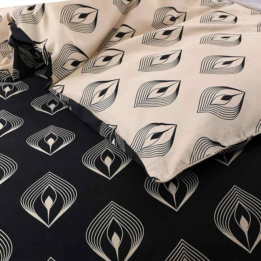 Black and gold reversible duvet cover set