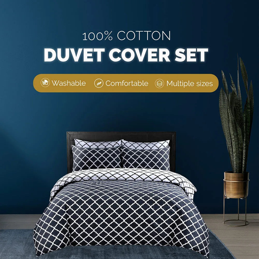Buy 100% Best Cotton Black Duvet Cover Set - Spades Print