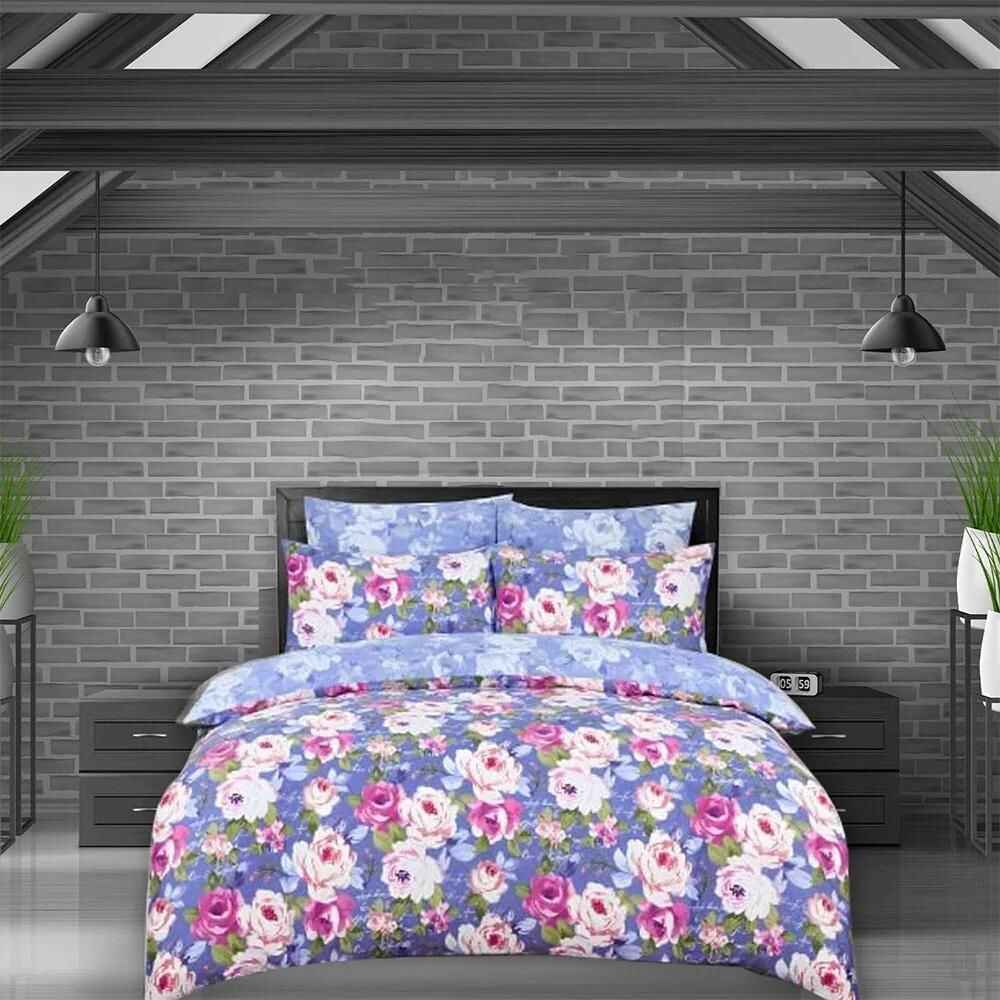 Classy Tea Rose Blue Duvet Covers - 220 Thread - Egyptian Cotton