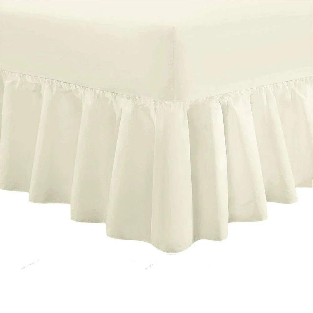 Extra Deep Frilled Fitted Valance Sheet in Cream – Perfect Fit