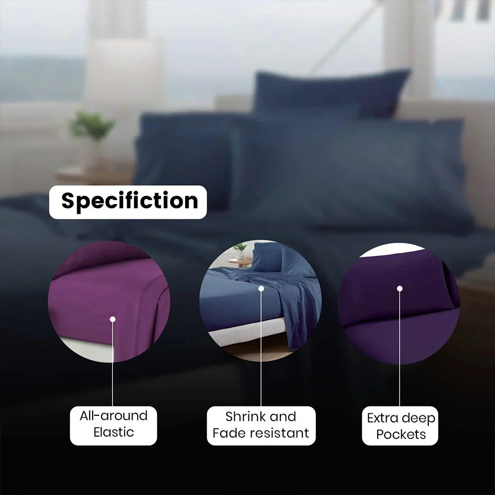soft Deep Fitted Purple Bed Sheets