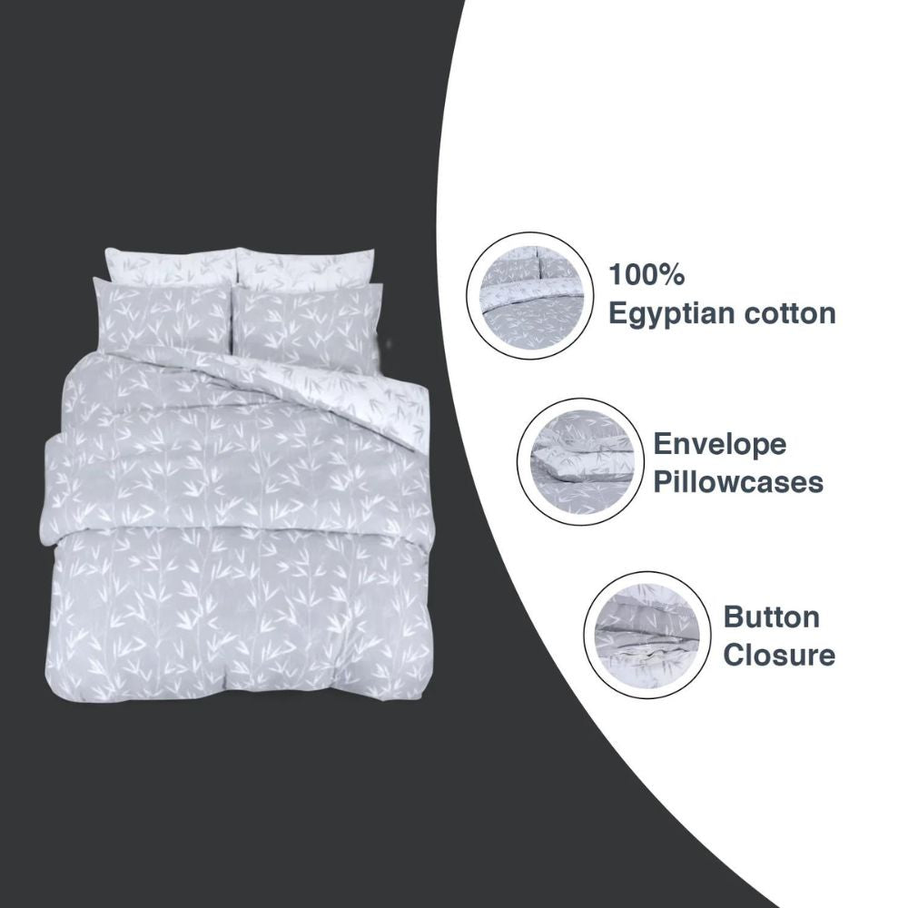 Grey and white duvet cover Egyptian cotton 220 thread count