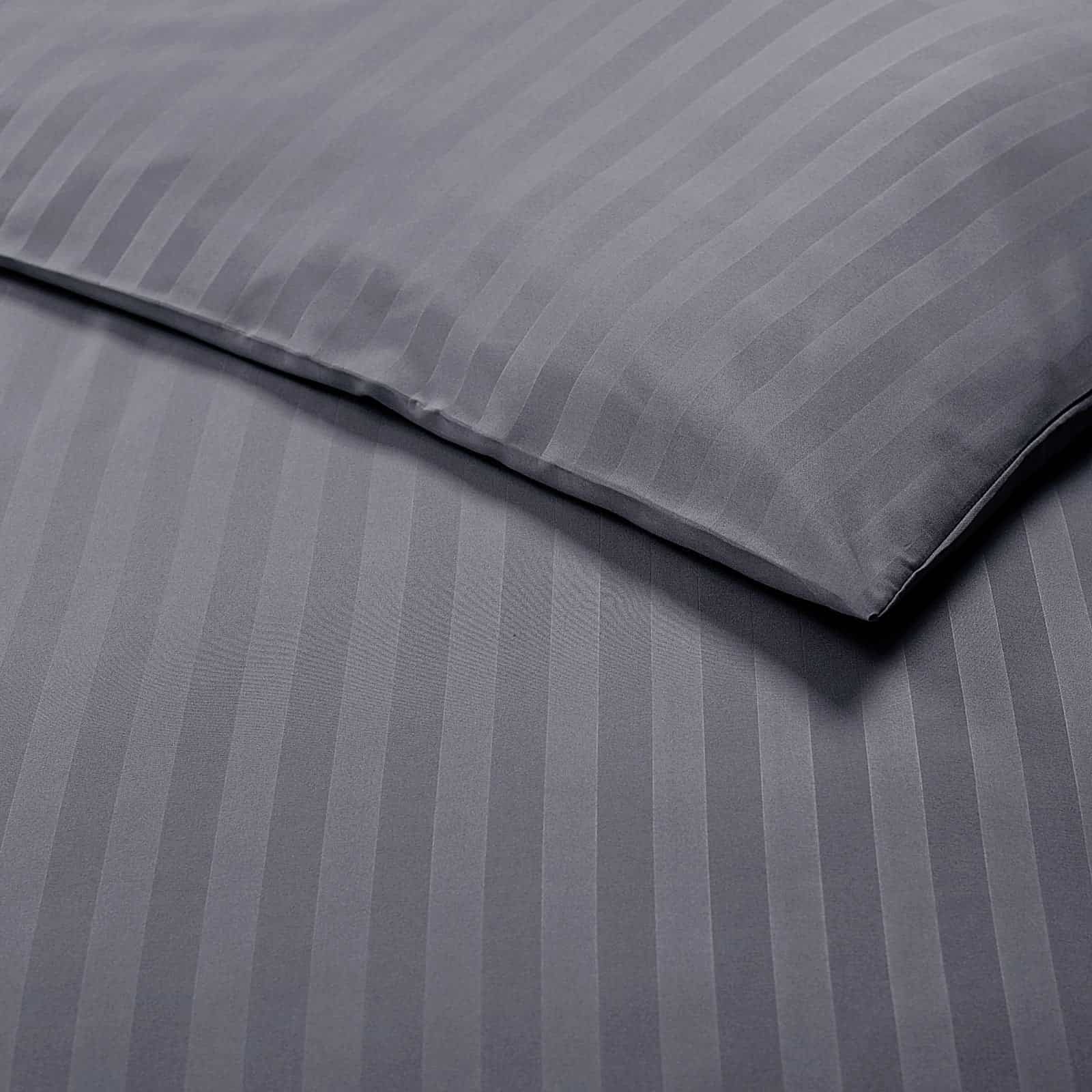 King size striped grey quilt cover with pillow cases