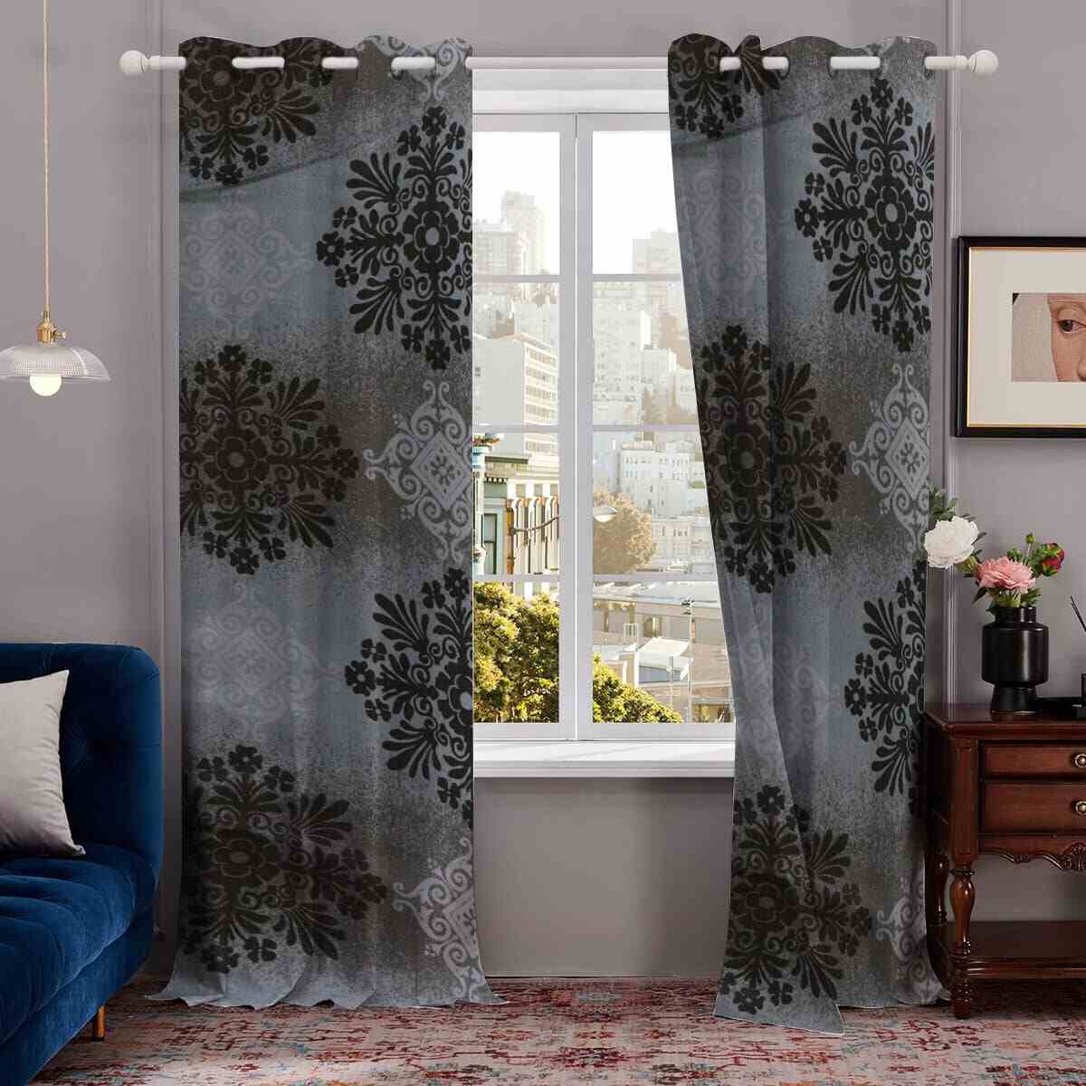 MODAWAVE Heavy Thick Blackout Curtains Eyelet Ring Top Pair with Tie Back - Ornamenta