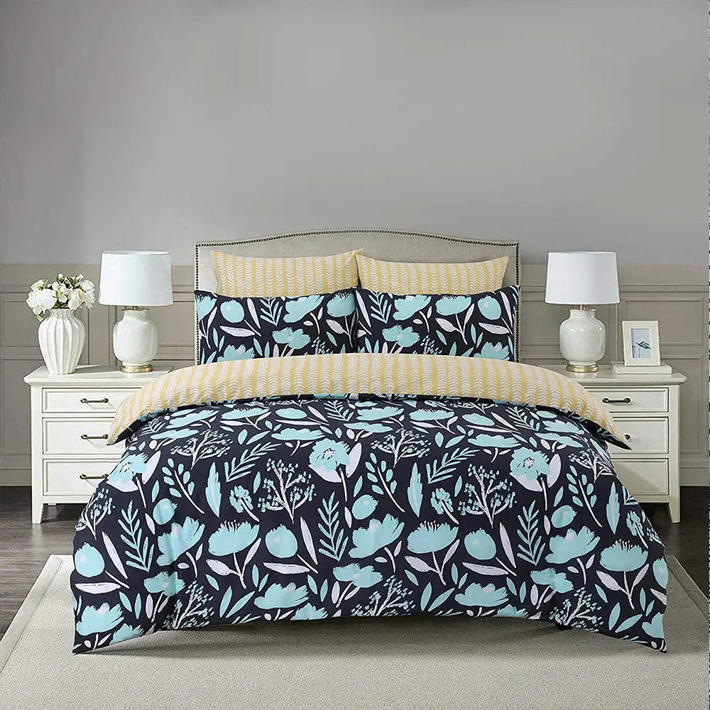 Polycotton Reversible Printed Duvet Cover Set - Botanic
