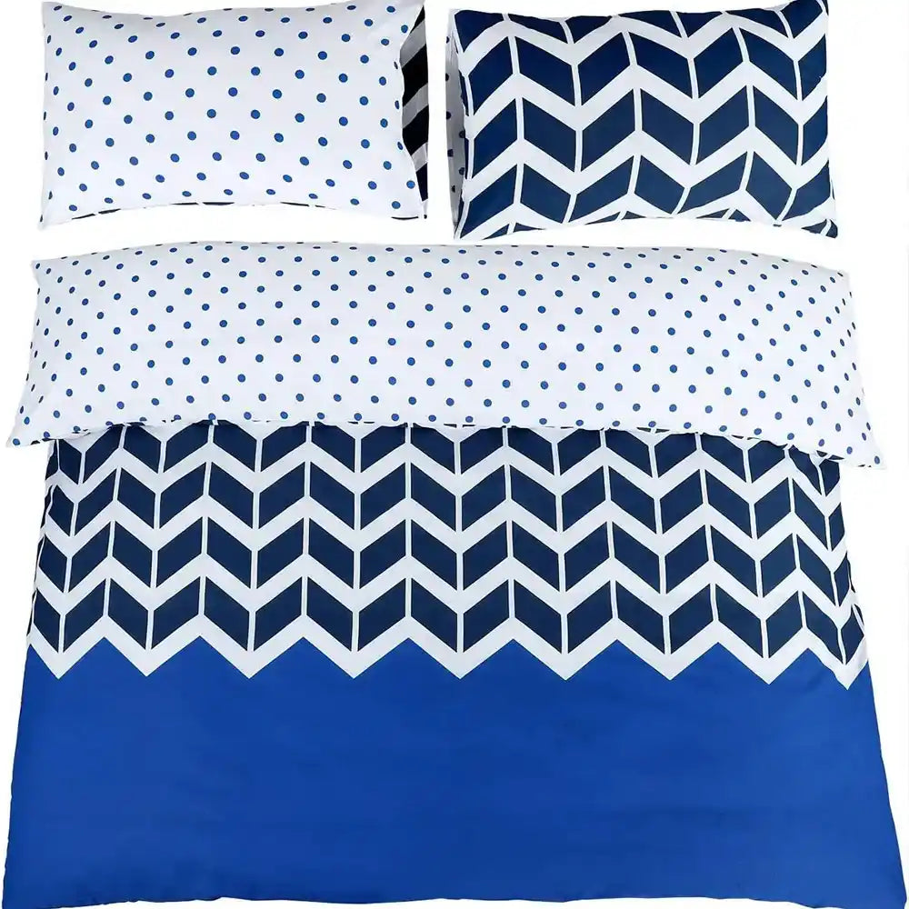 Reversible Blue & White Chevron Duvet Cover