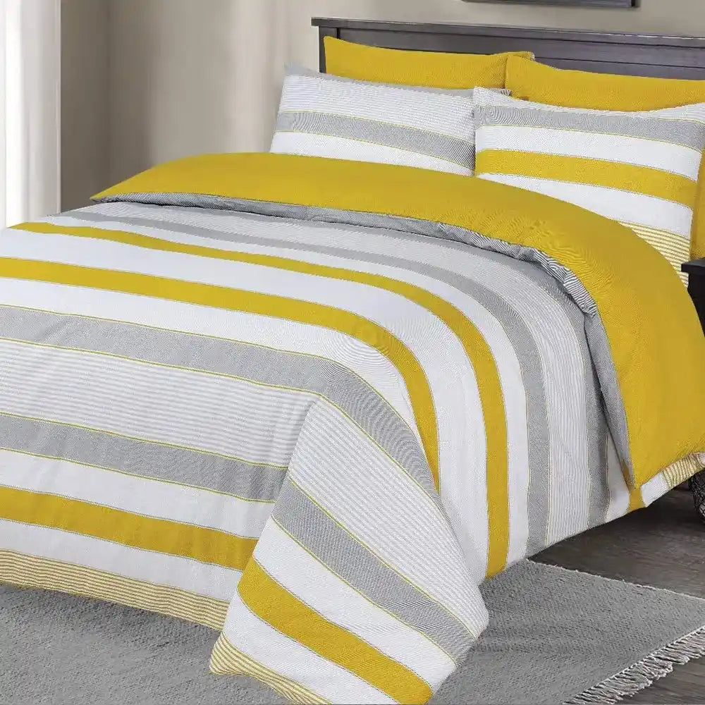 Reversible Mustard & Grey Duvet Cover Set