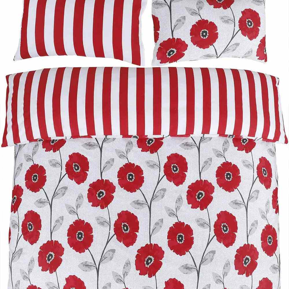 Reversible red flower bedding set