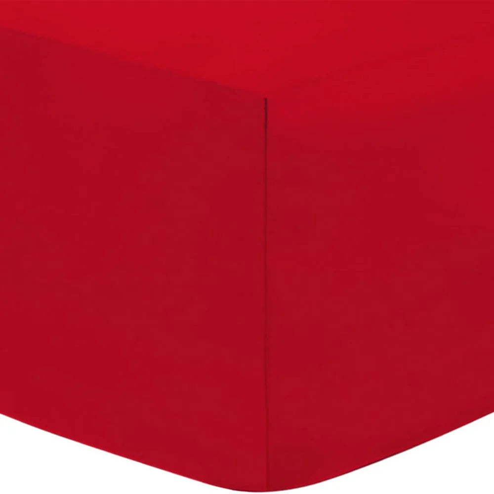Soft & Durable Deep Red Fitted Sheet 30cm/12" – Perfect Fit
