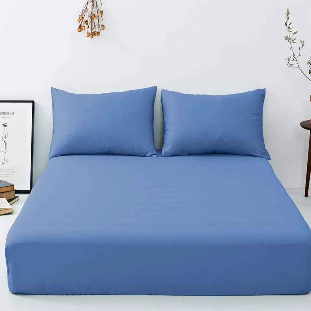 Soft & Silky Deep Fitted Microfiber Sheets 30cm/12” - Mid Blue