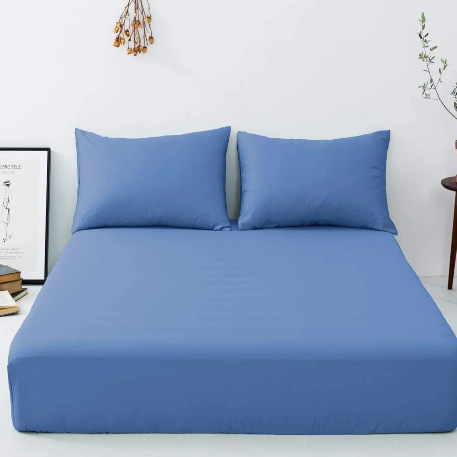 Soft & Silky Extra Deep Fitted Microfiber Sheets 16"/40CM - Mid Blue