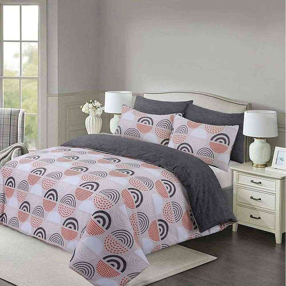 Stylish Retro Circles Duvet Set – Reversible Polycotton