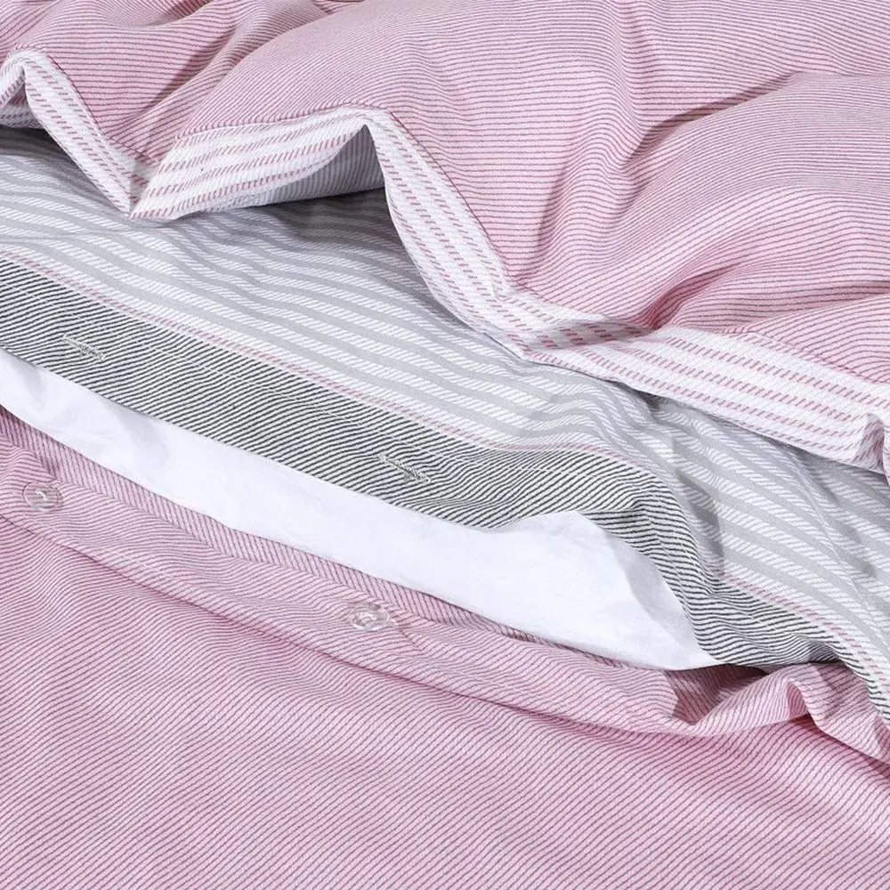 affordable pink stripe polycotton bedding UK