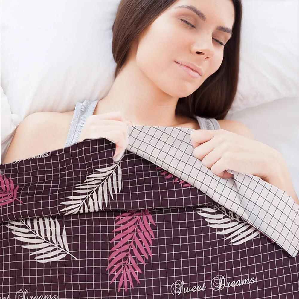 aubergine and white reversible duvet cover cotton set