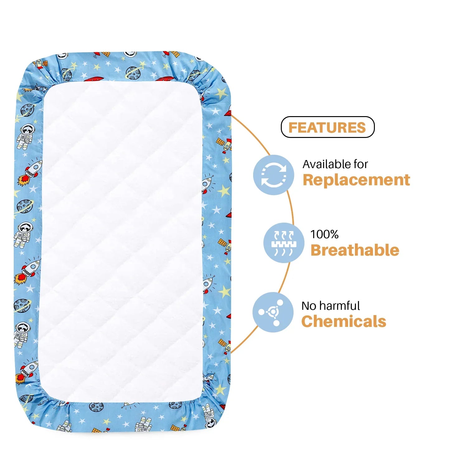 space blue cot bed sheet