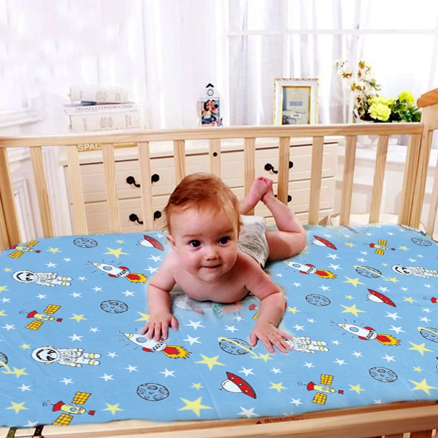 Space Blue Cot Bed Fitted Sheets: Pack of 2 for Comfort and Convenience MODAWAVE
