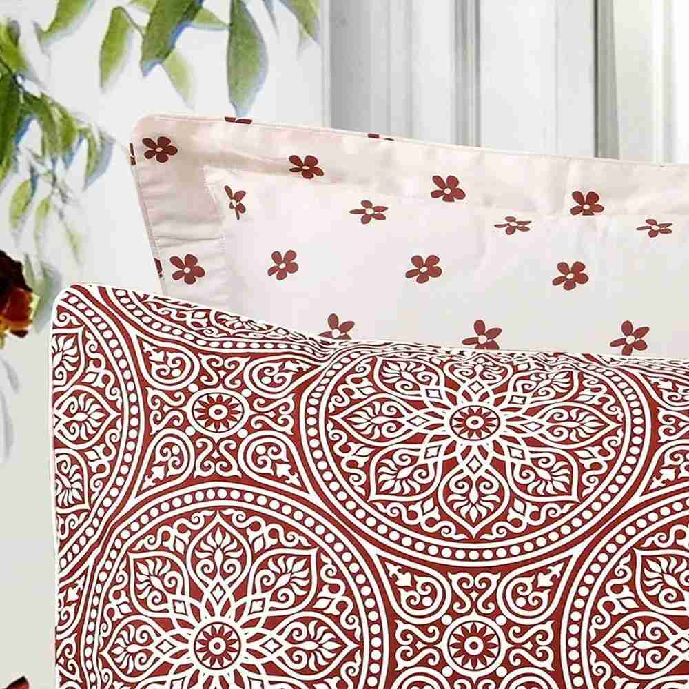 cream and red duvet covers