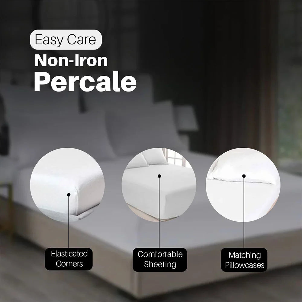 easy care non iron percale white fitted sheet