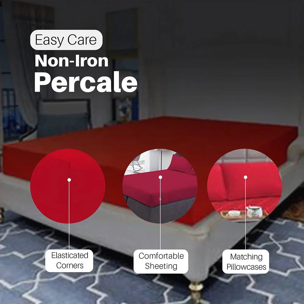 easy care non iron red deep fitted sheets