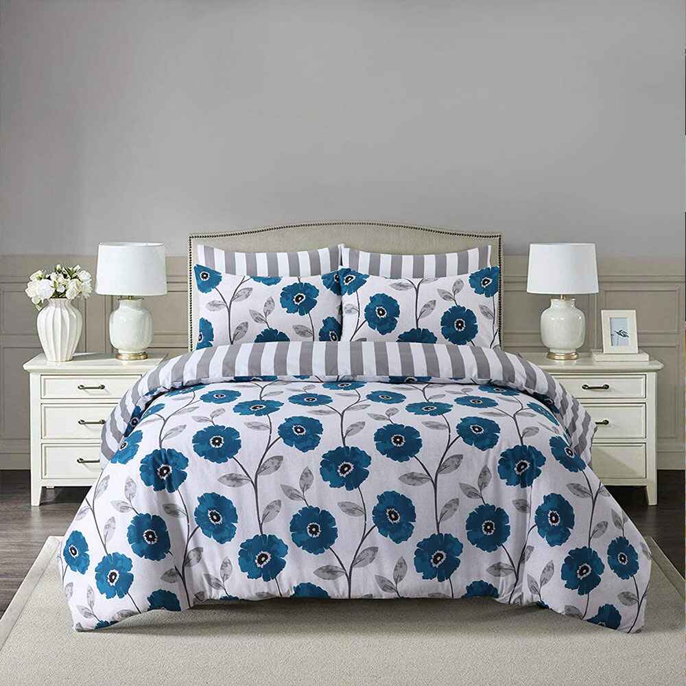 easy care polycotton duvet cover set teal pattern