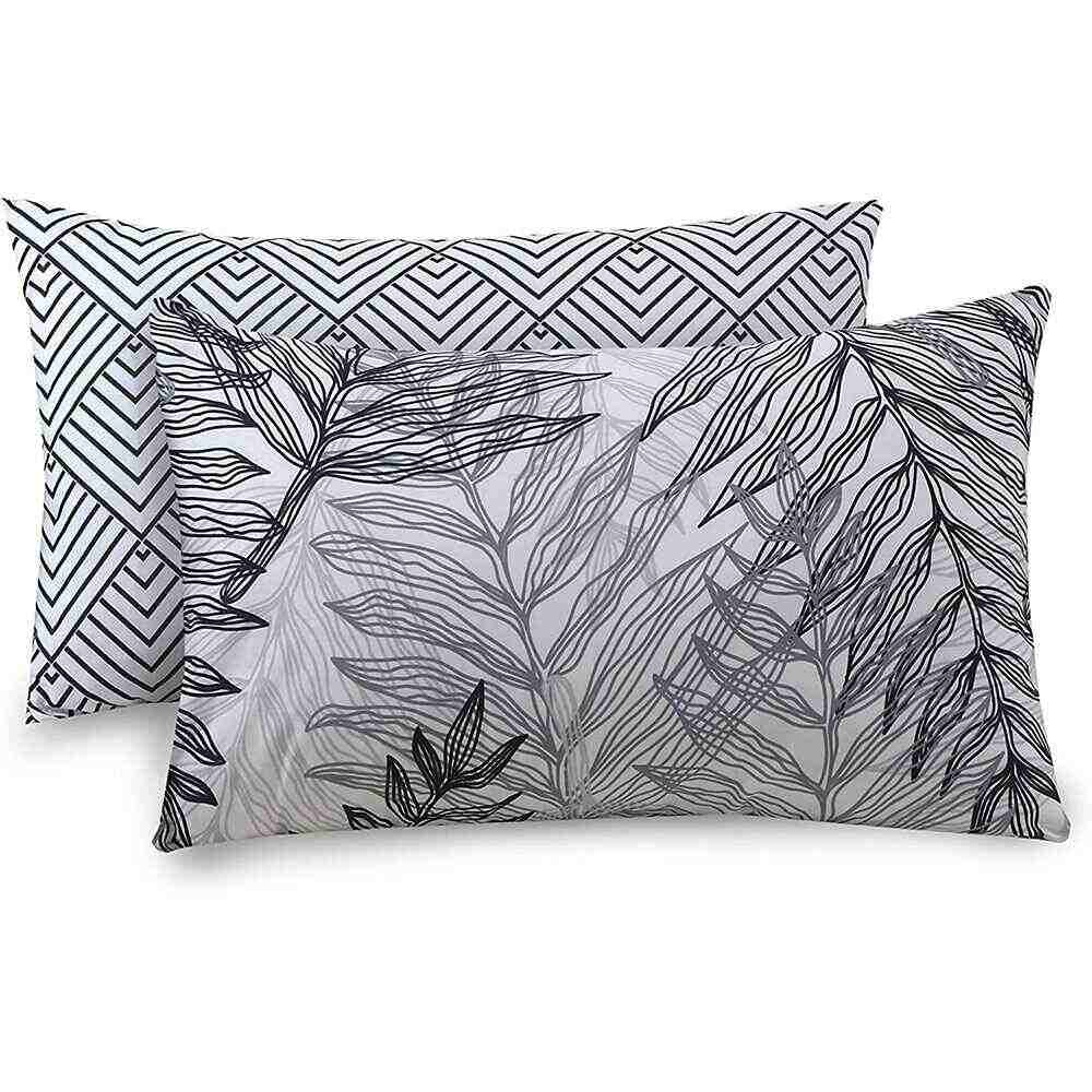 easy care polycotton duvet cover silver tropical pattern and matching pillow cases