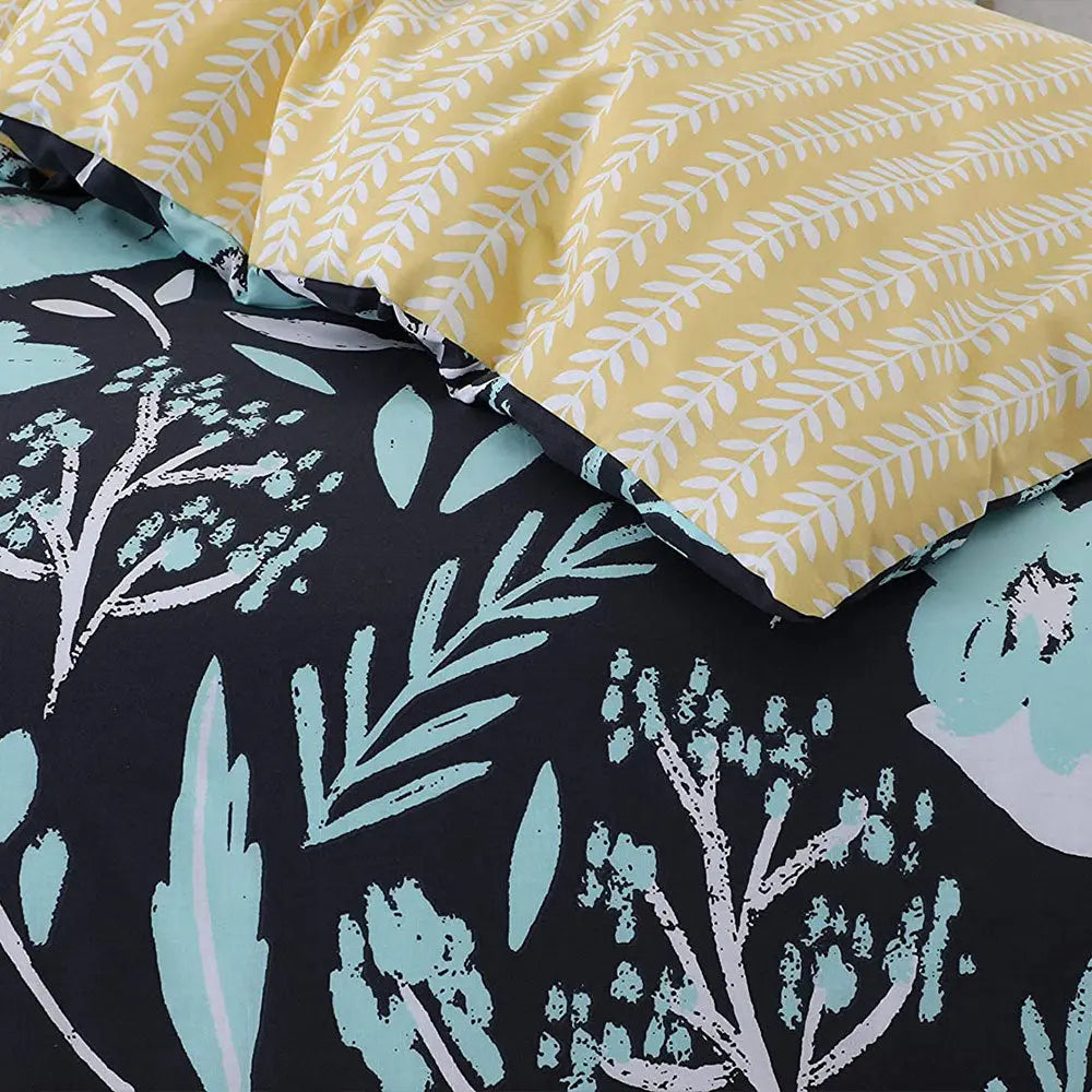 floral botanic reversible polycotton duvet cover set