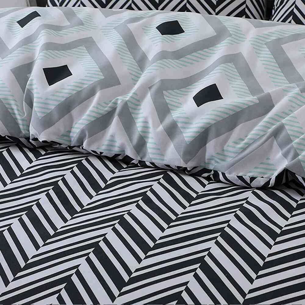 geometric patterned polycotton bedding with pillowcases