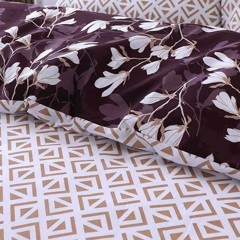 hypoallergenic polycotton duvet cover spring purple pattern