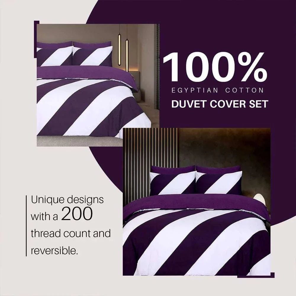 luxury aubergine bedding set egyptian cotton UK