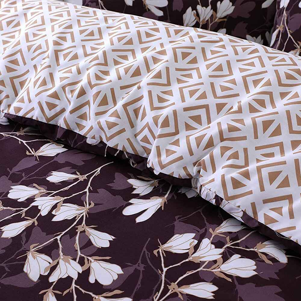 premium polycotton reversible Purple duvet cover with pillowcases