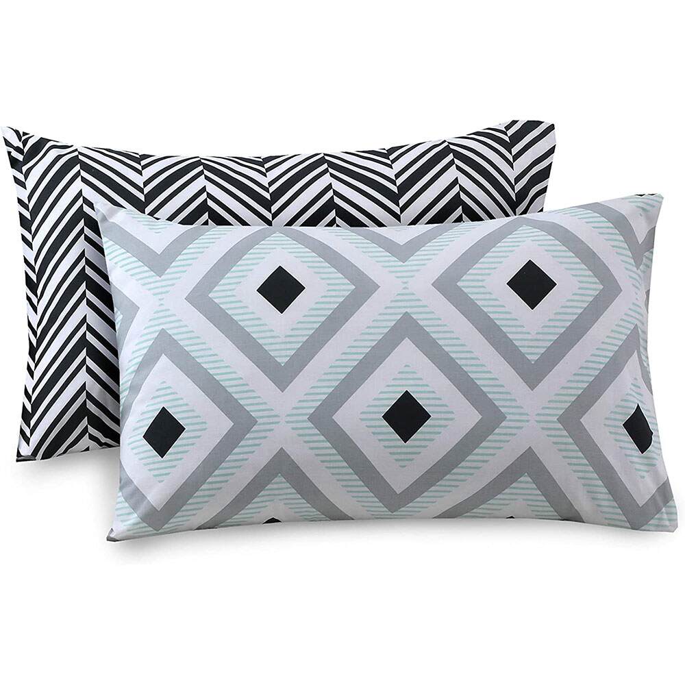 printed geometric design polycotton bedding with pillowcases
