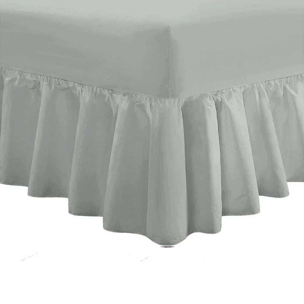 Best Frilled Fitted Bed Valance Sheet - Silver - Extra Deep MODAWAVE
