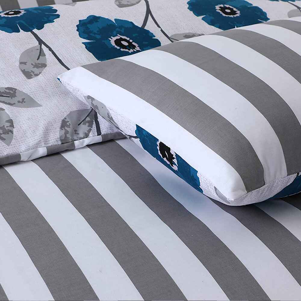 teal floral reversible duvet cover set UK