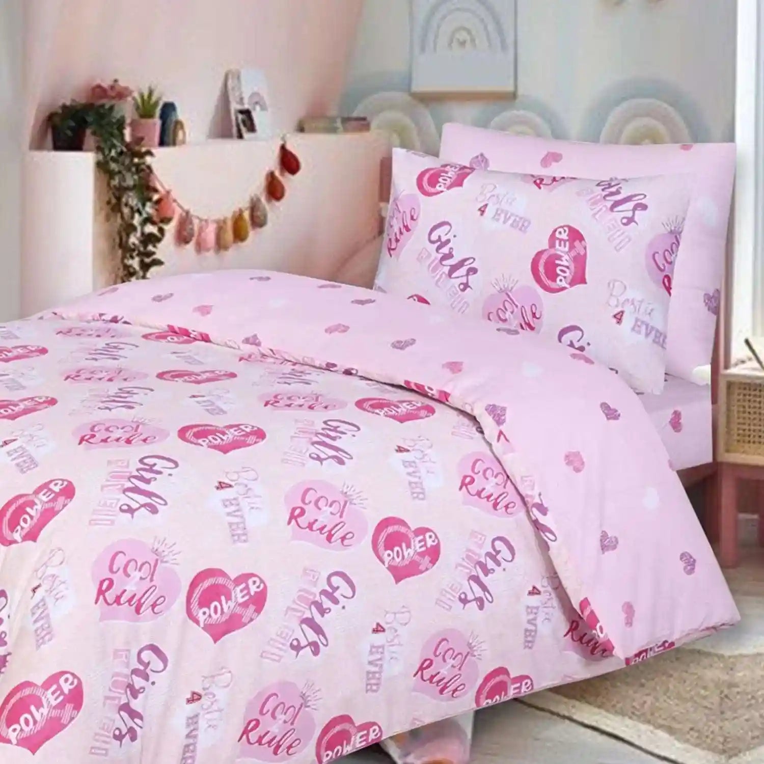 100% Cotton Kids Bedding Complete Sets With Matching Bedsheets - Girls Rule