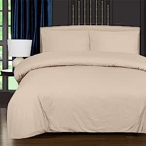 100% Egyptian Cotton Duvet Quilt Cover Sets With Pillow Cases 200 Thread Counts - Beige