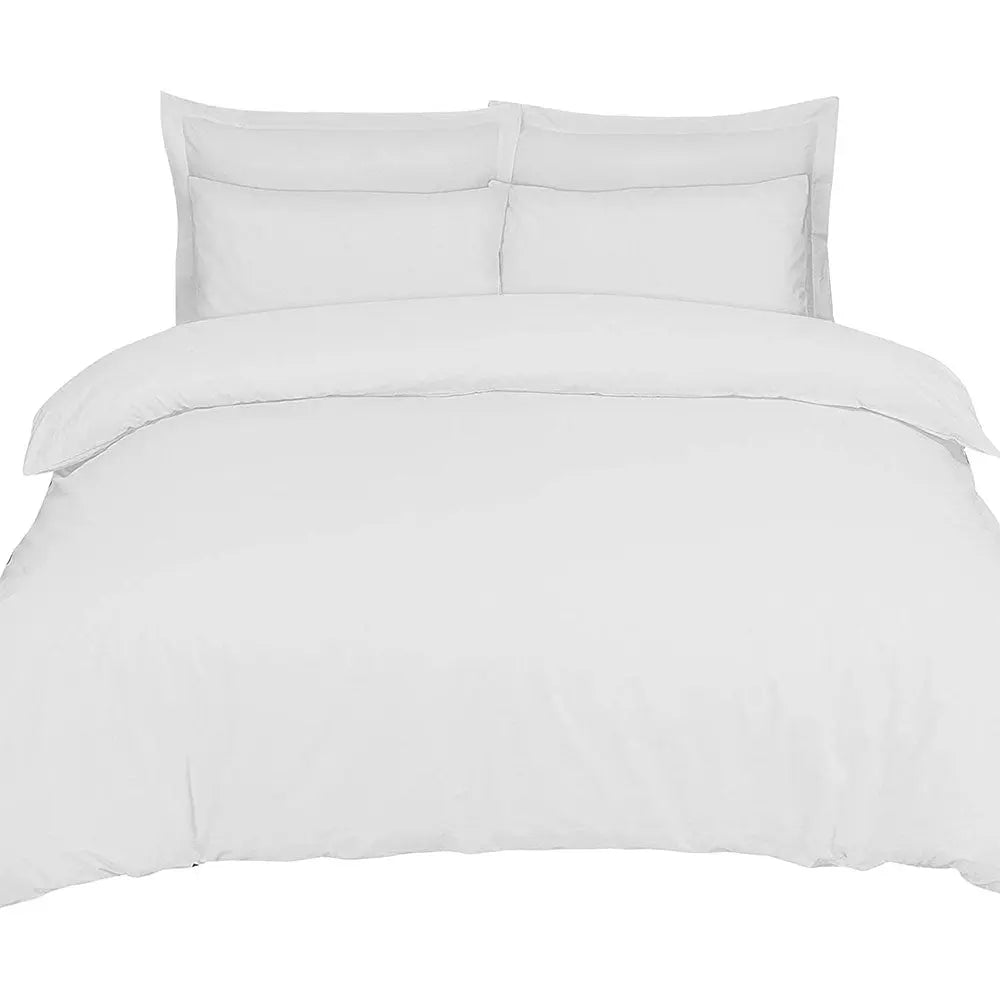 100% Egyptian Cotton Duvet Quilt Cover Sets With Pillow Cases 200 Thread Counts - White