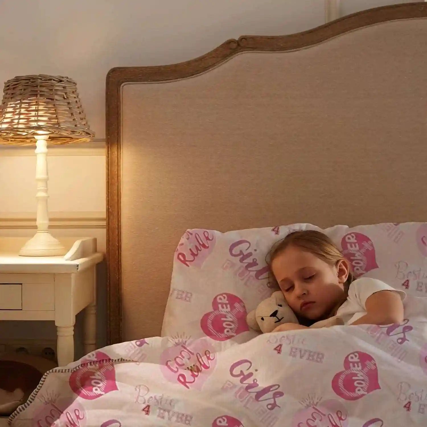100% cotton girls bedding set with matching bedsheet