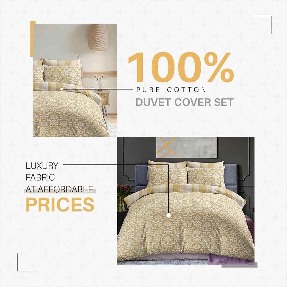 100 percent cotton mustard duvet cover set UK