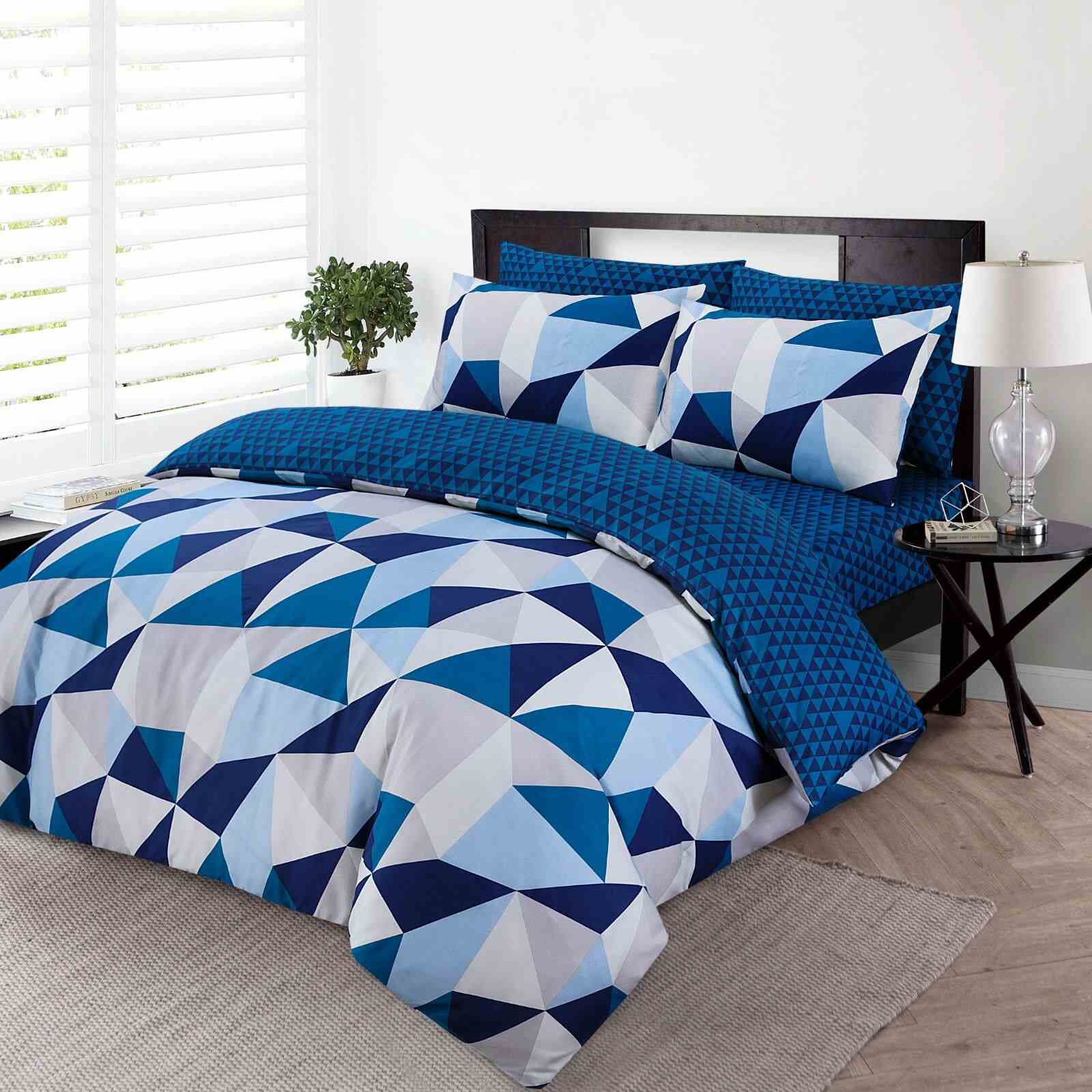 4 Piece Complete Bedding Set Duvet Cover Set With Fitted Bed Sheet & Pillowcases - Geomatric Harmony MODAWAVE