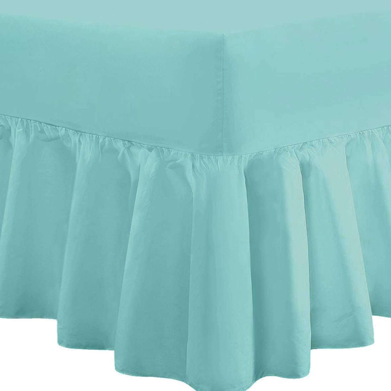200 Thread 100% Cotton Pleated Valance Sheet , -  Sky blue MODAWAVE