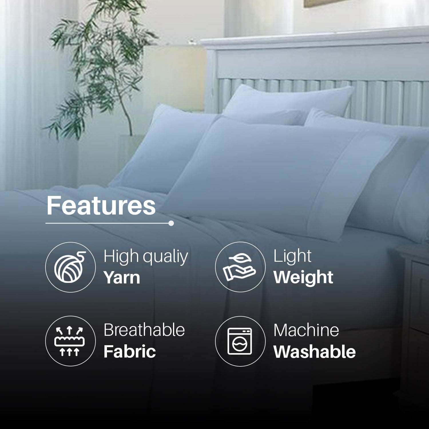 200 Thread 100% Cotton Fitted Sheet , -  Sky blue