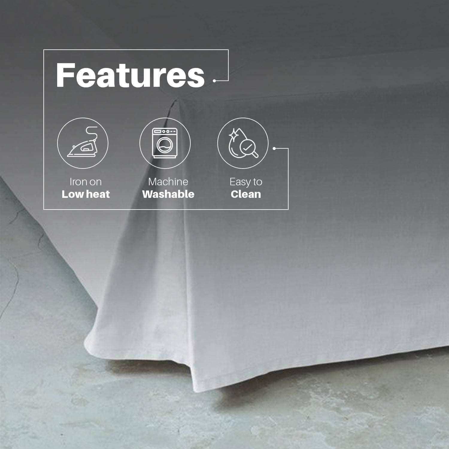 200 Thread 100% Cotton Pleated Valance Sheet , -  Purple