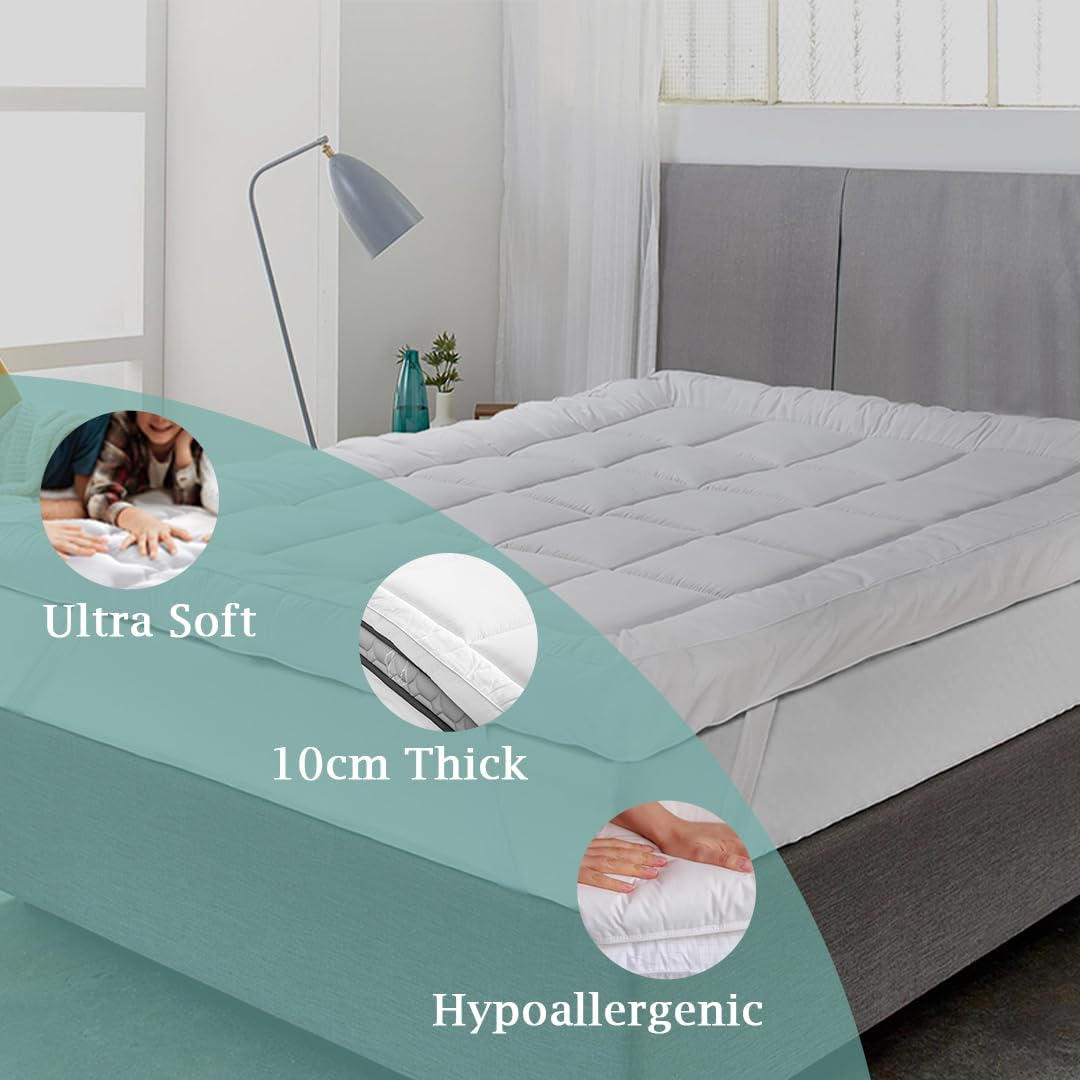4" Inch Luxury Hotel-Quality Microfiber Mattress Topper 10cm