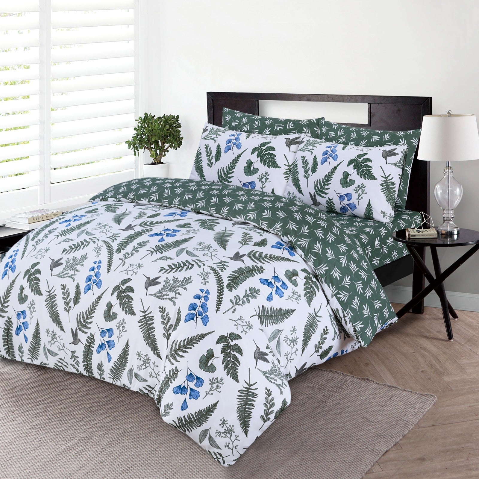 4 Piece Complete Bedding Set Duvet Cover Set With Fitted Bed Sheet & Pillowcases - Emerald Haven MODAWAVE